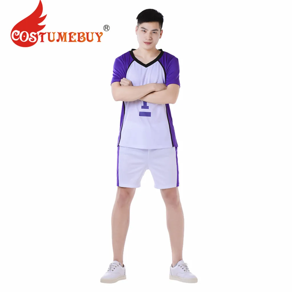 

CostuemBuy Anime Haikyuu Shiratorizawa Academy Wakatoshi Ushijima High School Volleyball Club Costume Summer Sports Suit L920