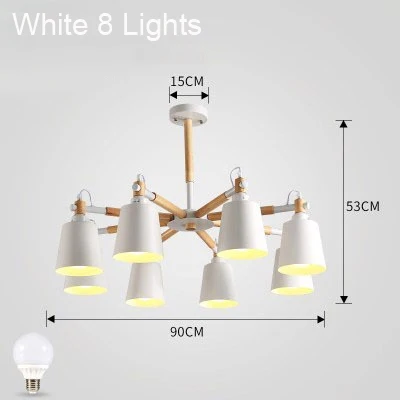 Потолочная люстра 3/5/6/8 Огни Гостиная светодиодный люстры лампы "макарон" Северное сияние твердой древесины Ремесло Лампы - Цвет корпуса: White 8