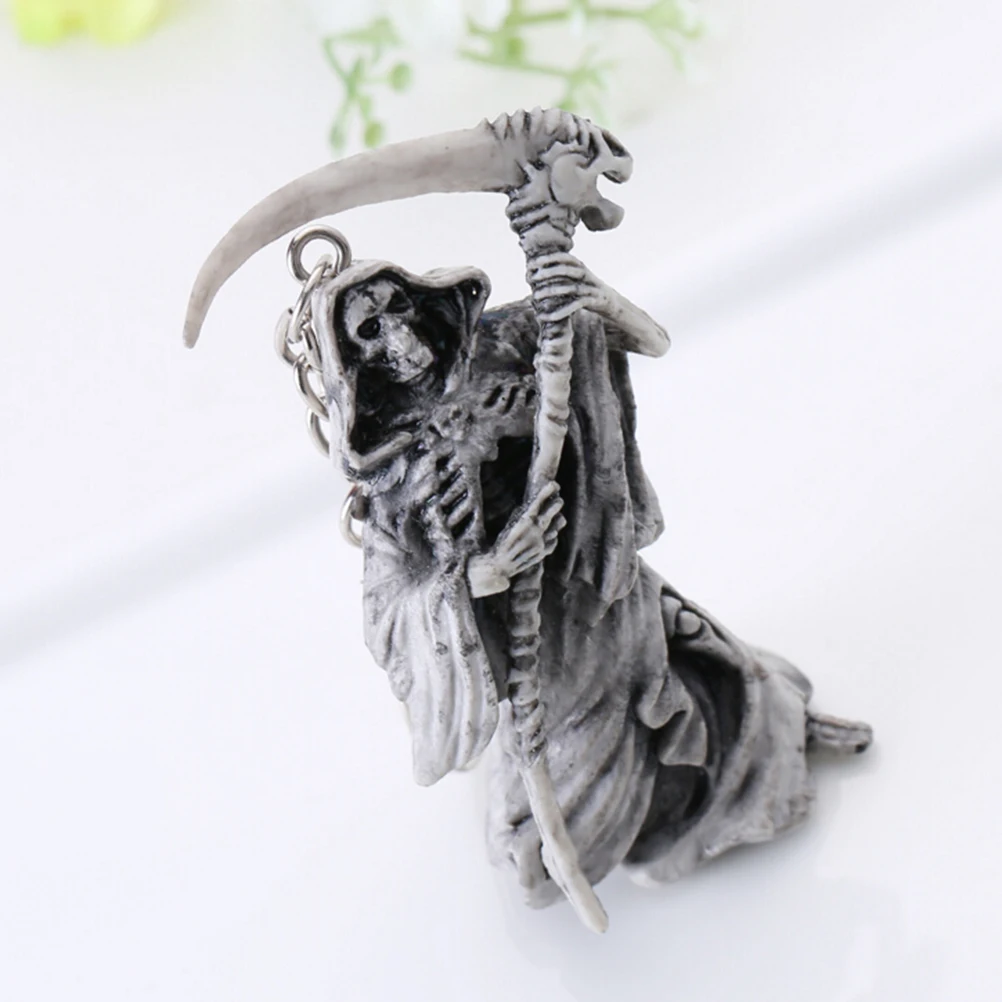 

New Rubber Skull Sickle Trinket Key Chain Skeleton Ghost Keychain Car Key Holder Bag Pendant Keyring