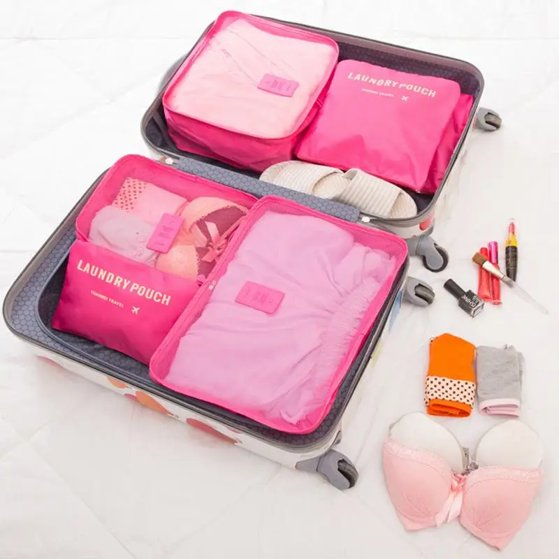 6PCS/Set Travel Case Clothes Tidy Storage Bag Box Luggage Suitcase Pouch Bra Cosmetics Underwear