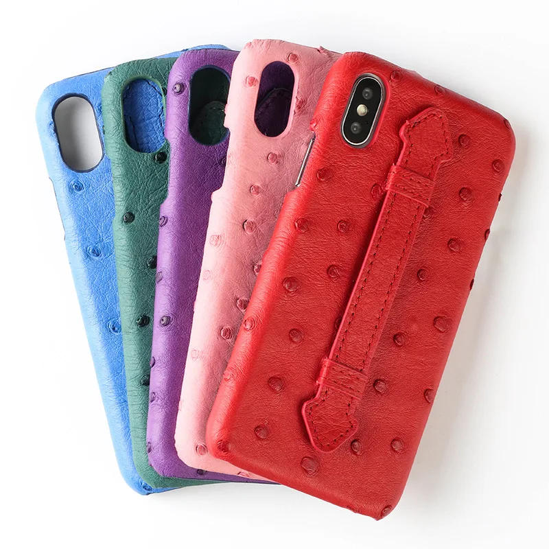 High-end класса люкс кожи страуса кронштейн, чехол для телефона для iphone 6 6s 7 8 плюс все включено прикрепляющийся к XS Max XS XR X крышка