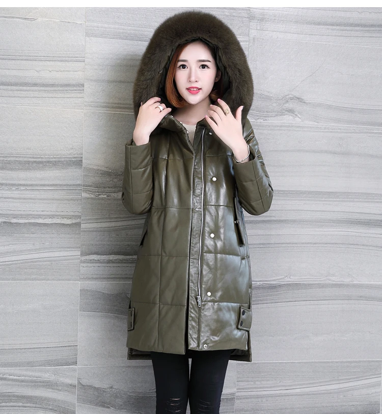 6XL натуральный Лисий мех женские зимние пальто с капюшоном теплый толстый пуховик кожаная куртка длинная верхняя одежда высококачественные повседневные куртки
