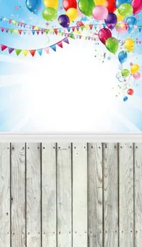 

Colorful Flag Balloon Bule Wall Wood Floor backdrops Vinyl cloth High quality Computer print party Photography Backgrounds