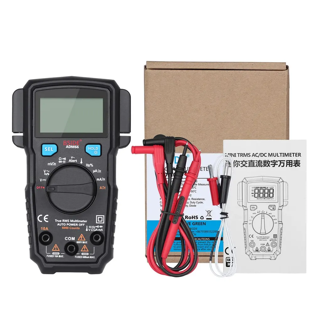 

Multimeter Digital Auto Range Electricians Multimeter True-RMS TRMS 6000 Counts Voltage Amp Capacitance Frequency Temperature V-