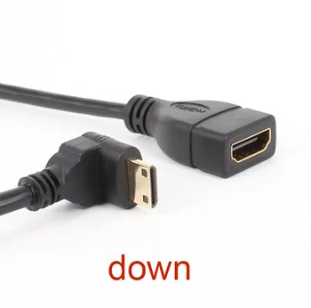 

10pcs planted 90Degree down Angled Mini HDMI Male to HDMI Adapter Female Cable