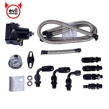 

evil energy Universal Adjustable Fuel Pressure Regulator Kits 160psi Gauge AN6 Braided Oil Hose
