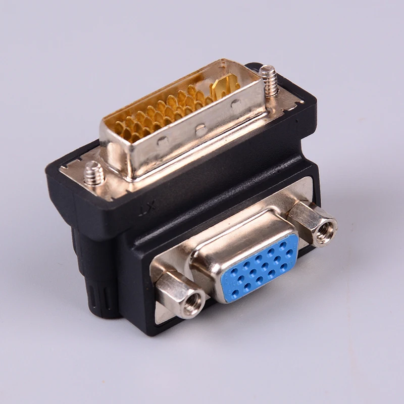 1x DVI 24+5 Pin Male to VGA Female 90 Degree Right Angle Video Convertor Adapter