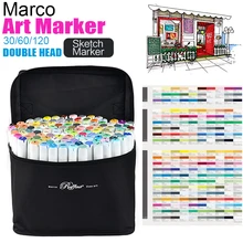 Marco Raffine 30/60/120 художественные маркеры с двойным наконечником на спиртовой основе для рисования манги, анимации, дизайна, эскизов