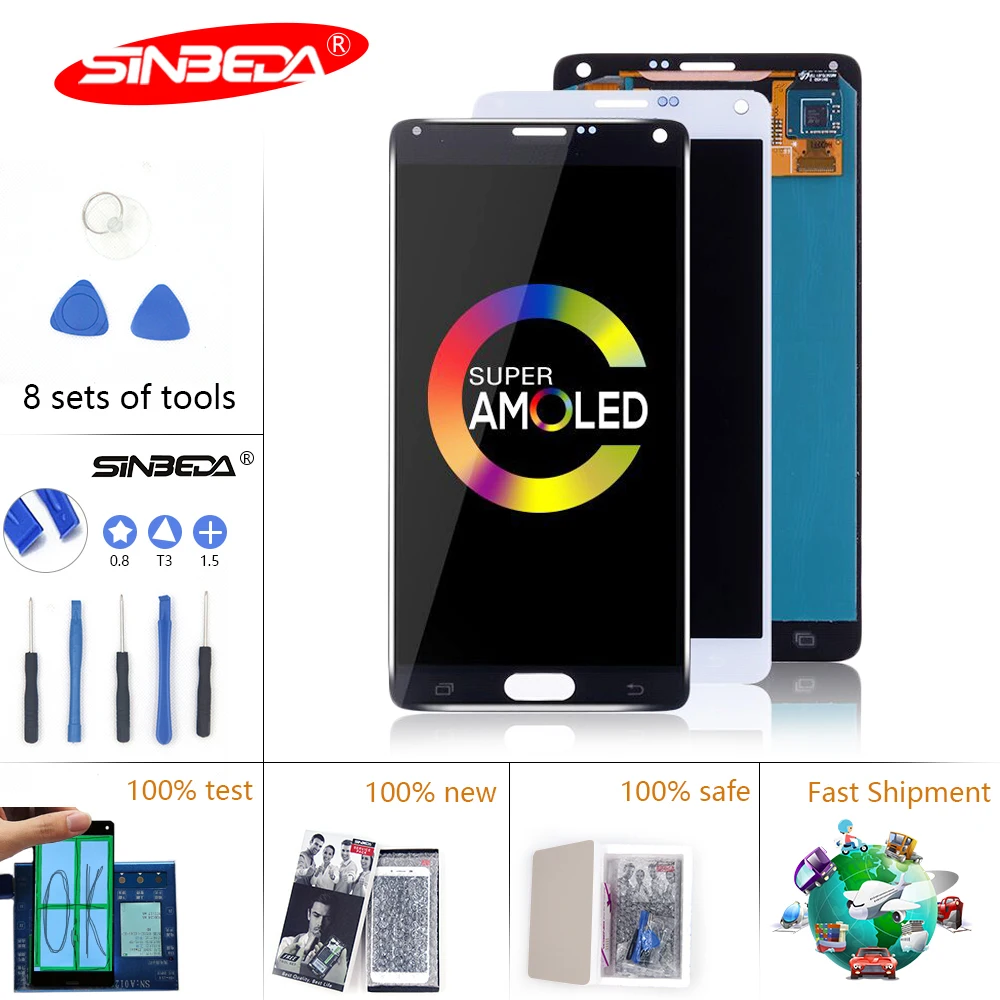 

5.7''Sinbeda Super AMOLED For SAMSUNG GALAXY Note 4 LCD Display Touch Screen Replacement Digitizer N910F for Note 4 Display