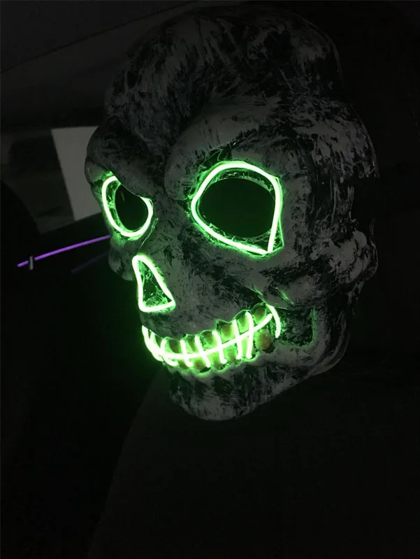 EL Flashing Mask LED masks Horror Skull Face Cover Halloween Props Haunted House Decoration Masquerade Props Mask Cool Available