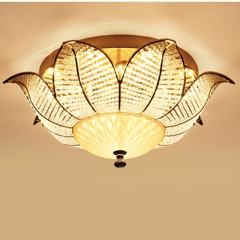 

European luxury atmosphere LED crystal living room bedroom ceiling lamp circular corridor creative personality Chandelier