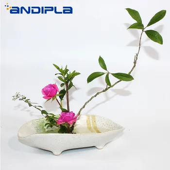 

Vintage Coarse Pottery Flower Pot Tabletop Vase Ceramic Containers Narcissus Hydroponic Basin Japanese Zen Ikebana Storage Disk