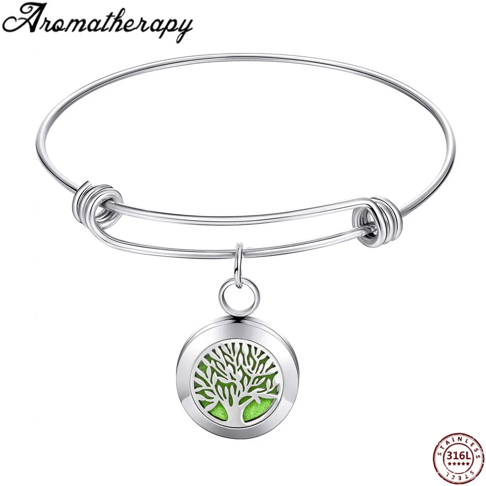 

Essential Oil Diffuser Bracelet Aromatherapy Diffuser Locket Stainless Steel Bangle with 8 Colors Pads Jewelry for Women Gifts