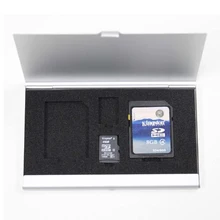 Алюминиевый Чехол для карты памяти(односторонняя) для 2* sd-карты+ 2* tf-карты(серебряный цвет