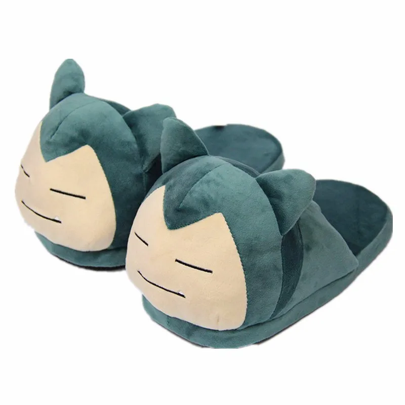 Плюшевые домашние тапочки с рисунком Pokemon Psyduck Snorlax Gengar Mudkip Зимние для взрослых