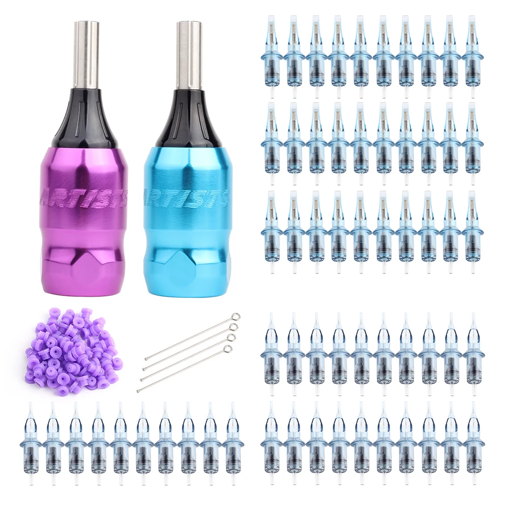 2 шт. машинка для нанесения татуировки ручки 30 мм Регулируемая для перманентной тату машинка для макияжа пистолет с 4 шт. игольчатый стержень и 40 шт. тату H