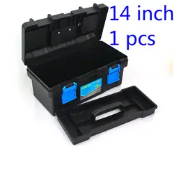 1 шт. 14 дюймов черный пластиковый ящик для инструментов многофункциональный бытовой ящик для инструментов усиленный автомобильный ящик