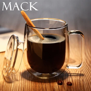 

Pandapark Brief Light-minded Double Wall Glass Mug Tumbler With Colorful Lid A Spoon Gift High Heat Difference Mlik Mugs PPX031