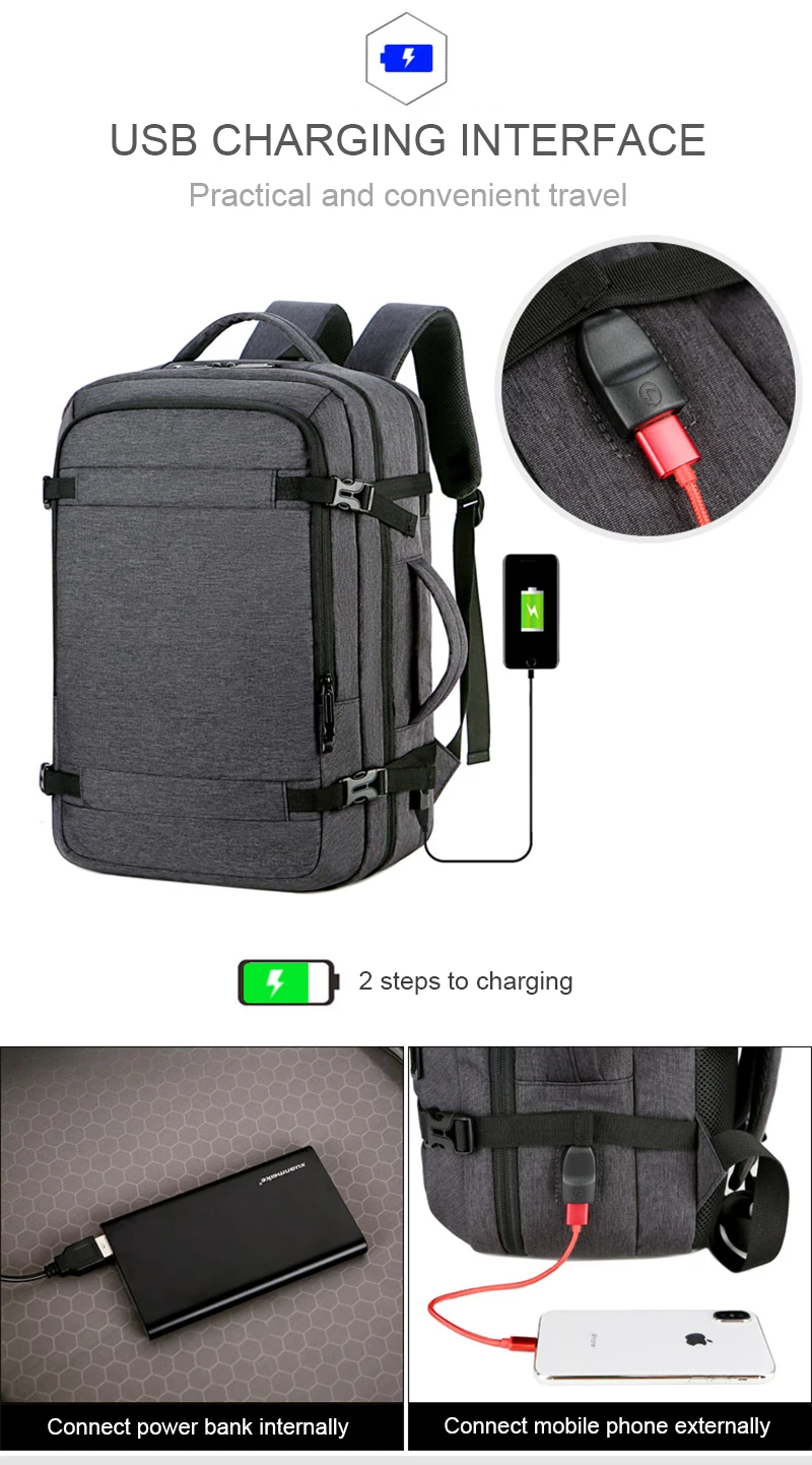 Рюкзак для ноутбука 15,6 дюймов, рюкзаки для ноутбука, деловые мужские дорожные сумки для зарядки через usb, водонепроницаемый женский рюкзак для работы