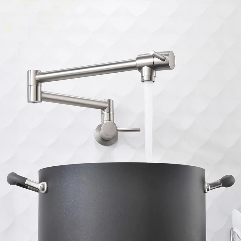 

Kitchen sink faucet into wall single cold faucet dishwasher basin faucet folding double handle switch tap all copper
