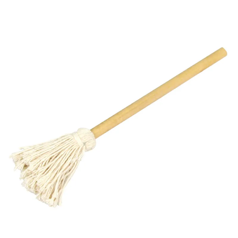 

BBQ Brush Cotton Basting Mop Long Wood Handle Barbecue Sauce Mop Basting Brushes Thread Mop Oil Brush BBQ Tools 15.7'' 40cm