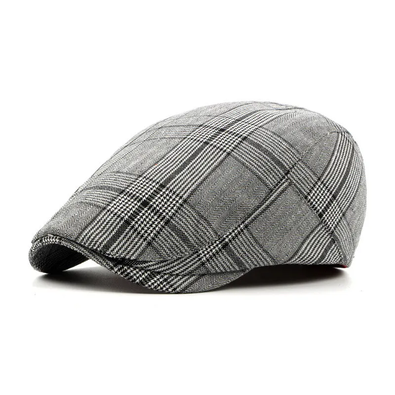 New Fashion Striped Beret Cotton Flat Hats For Men Women Newsboy Cap - Цвет: 2