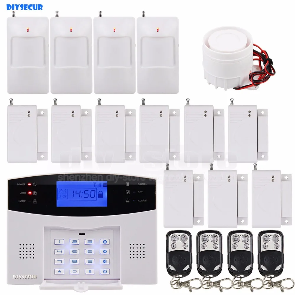 

DIYSECUR Wireless Gsm Intruder Home Security System 850/900/1800/1900MHz Remote Control PIR Motion Door Sensor Siren