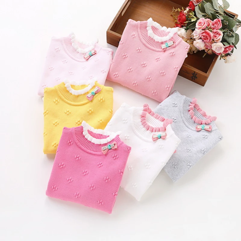 

Girls Sweater Autumn 2019 Children Clothing Kids Knitted Cotton Sweater Cute Baby Girl Winter Clothes Pullovers 6 Colors 1-14Y