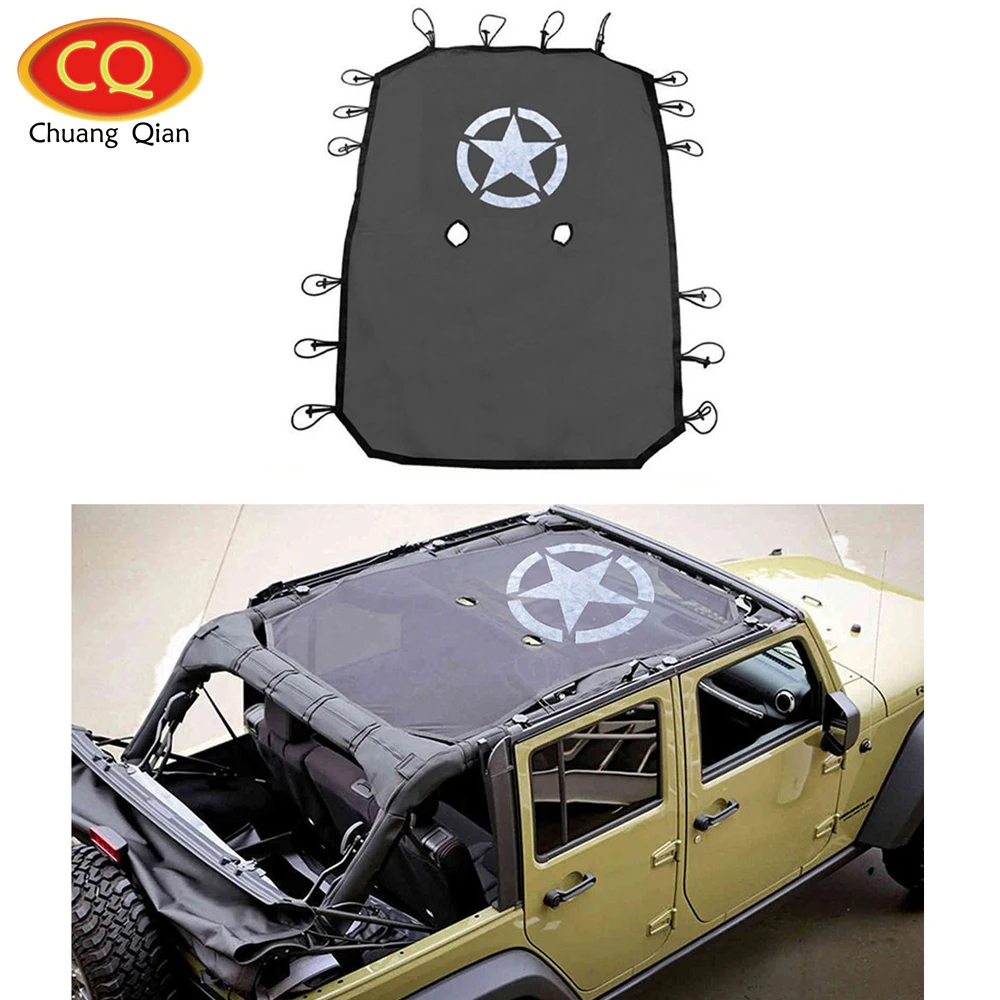 Mesh Full Cover Eclipse Sun Shade For 2007-2017 Jeep Wrangler JK JKU 4-Door