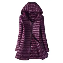 Осенне-зимняя женская куртка на утином пуху, тонкая длинная парка, Дамское теплое пальто с капюшоном размера плюс 5XL 6XL, ультра светильник, верхняя одежда, пальто