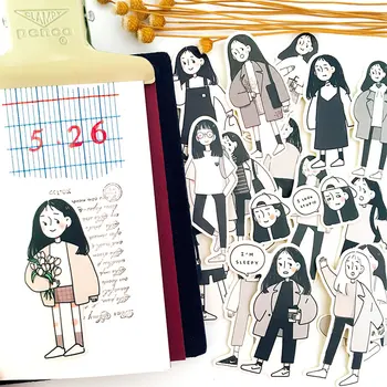 

17 PCS\SET Japanese Cute Female Intern\Anime Character\Kawaii Girl Diy Ablum Diary Scrapbooking Decoration Stationery Stickers
