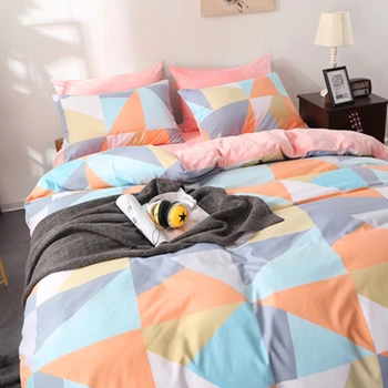 

1 piece soft washed Cotton&flannel AB Both Sides nordic ins style flowers geometry warm Duvet Cover king queen size 2019 hot