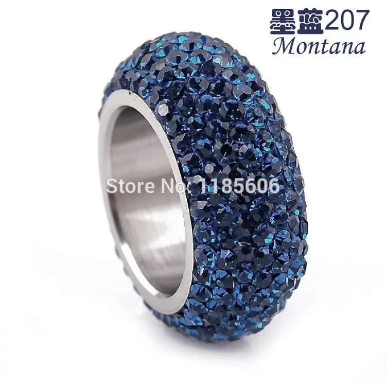 

2016 new fashion stainless steel wedding rings for women & men charms Montana rhinestones Crystal jewelry Wholesale 7 rows