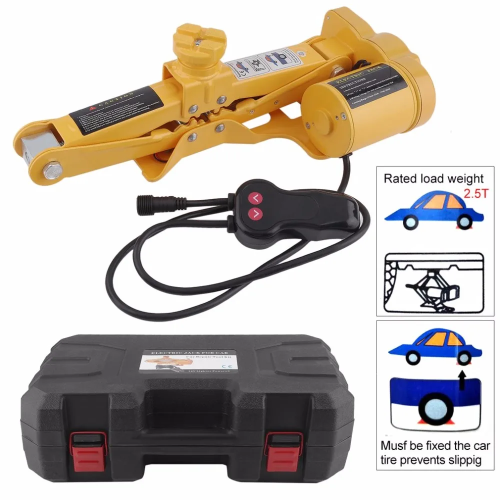 

Stable 12V Electric Cars Jack Scissor Lift Capacity 2.5 Ton Lifting Jack Auto Emergency Equipment Impact Wrench High Quality