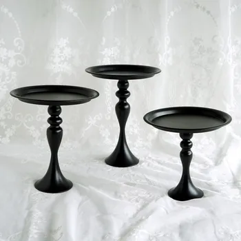 

Black cake dish food photography props European wedding high-legged iron cake stand dessert table creative snack plate10PCS