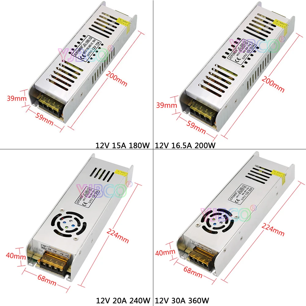 Длиннообразный тонкий DC12V трансформатор освещения 5A/8.5A/10A12. 5A/15A/16.5A/20A/30A импульсный источник питания для светодиодной полосы света