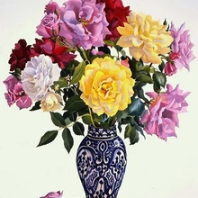 Цветы в сине-белые вазы DIY картина по номерам пигмент кисть Искусство ручной росписью творческий живопись масляными красками по цифровому изображению