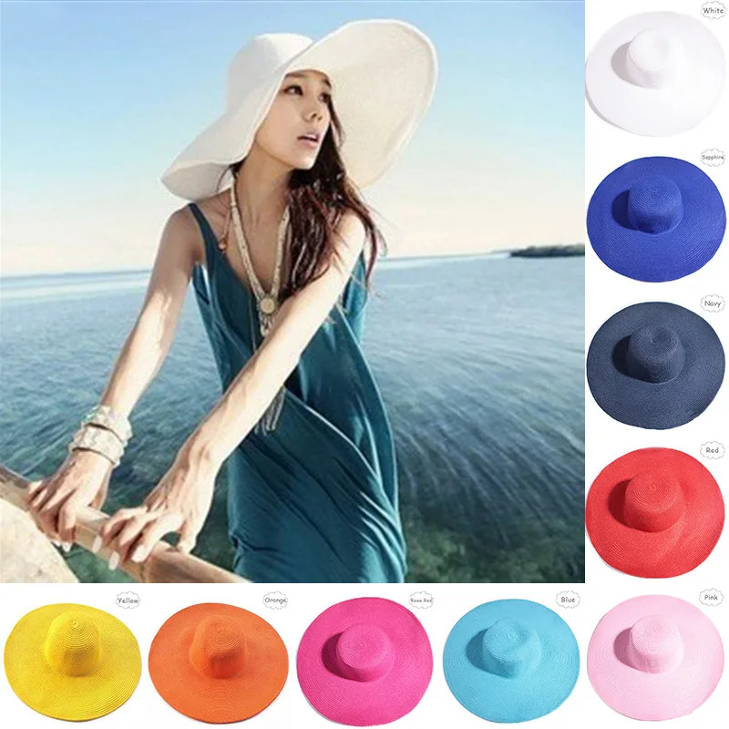 

2019 Fashion Seaside Sun Visor Hat Female Summer Sun Hats For Women large Brimmed Straw Sun Hat Folding Beach Girls Wholesale