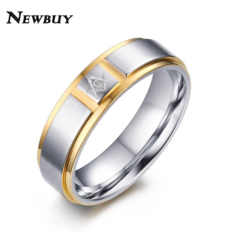 

NEWBUY Fashion Men's Masonic Rings Jewelry High Quality Stainless Steel Rings for Men Wedding Bands Wholesale