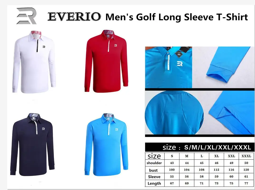 Осень-зима Мужская футболка для гольфа с длинными рукавами и отворотом Высокое качество мягкая дышащая тренировочная однотонная спортивная рубашка для гольфа