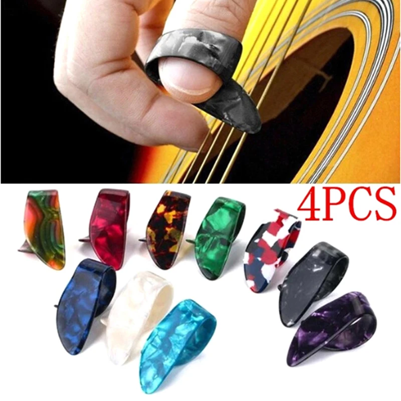 4pcs/Set Thumb Finger Guitar Picks Plectrums Sheath For Acoustic Electric Bass Wholesale Random Color | Спорт и развлечения