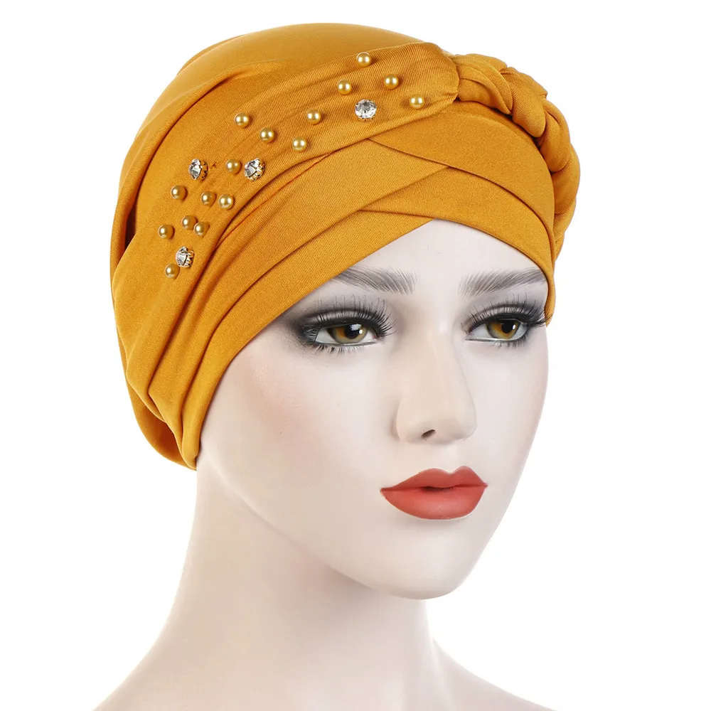 

Hat Muslim Cancer Chemo Cap Hijab Head Wrap Hair Loss Head Scarf Women Cute Fashion Bandana Ladies Elastic Beads Braid Turban