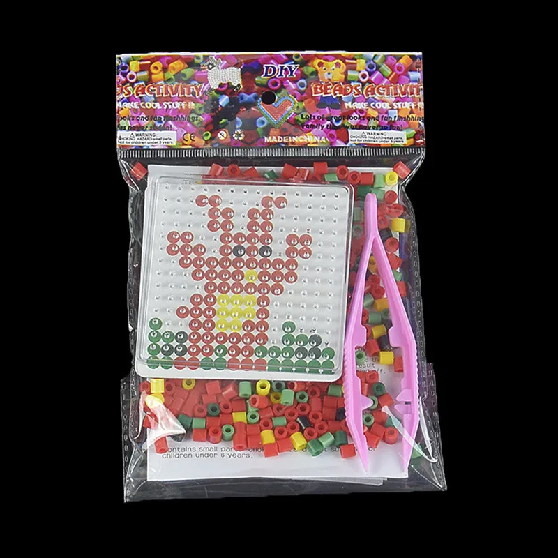 300 шт./пакет Hama Бусы 5 мм DIY мультфильм Pegboard клип пинцет Perler бисер доска Пазлы Цветной изображение детские игрушки для детская - Цвет: Square