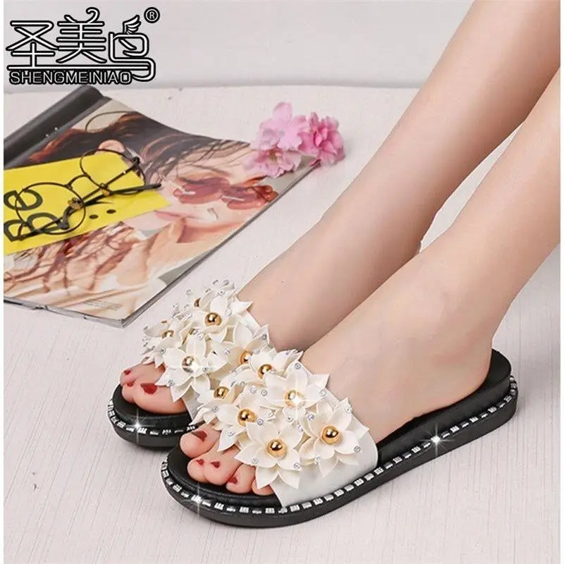 

AECBUY Chinese Slippers Rhinestone Slides Mules Shoes Women TXPb11