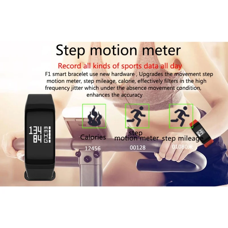Фитнес Tracker Мода браслет монитор сердечного ритма Смарт F1 артериального Давление с шагомером браслет Лидер продаж