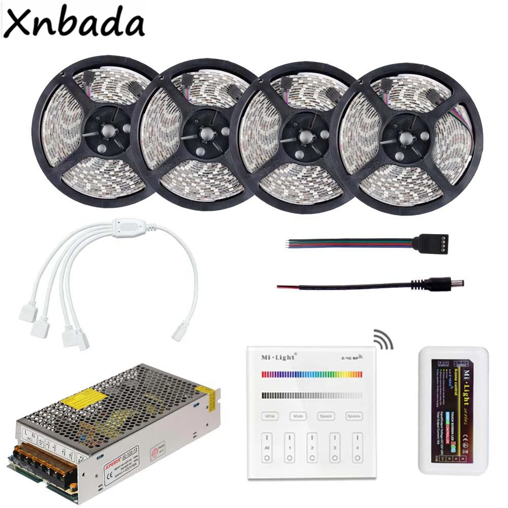 

RGB Led Strip Light 2835SMD With Milight B3 Touch Panel 2.4G RGB Led Controller Power Supply Kit 5M 10M 15M 20M