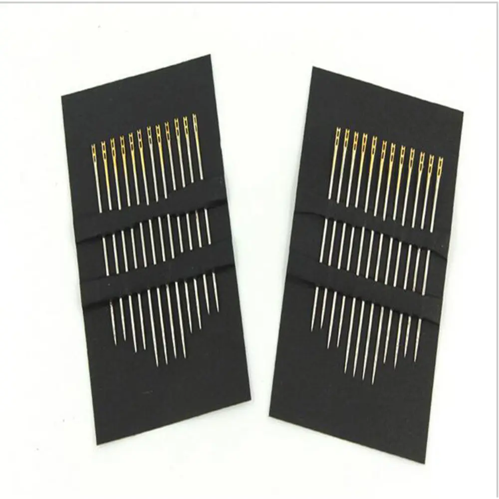 

12pcs Hand Sewing Needles Double Pinhole stainless Sewing Needles Self Threading Thread Home Household Tools DIY Needle