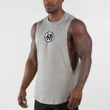 Мультяшный жилет с заниженной проймой, летняя майка для тренажерного зала, фитнеса, бодибилдинга, мужская Стрингер одежда, свободные рубашки без рукавов с вырезом лодочкой