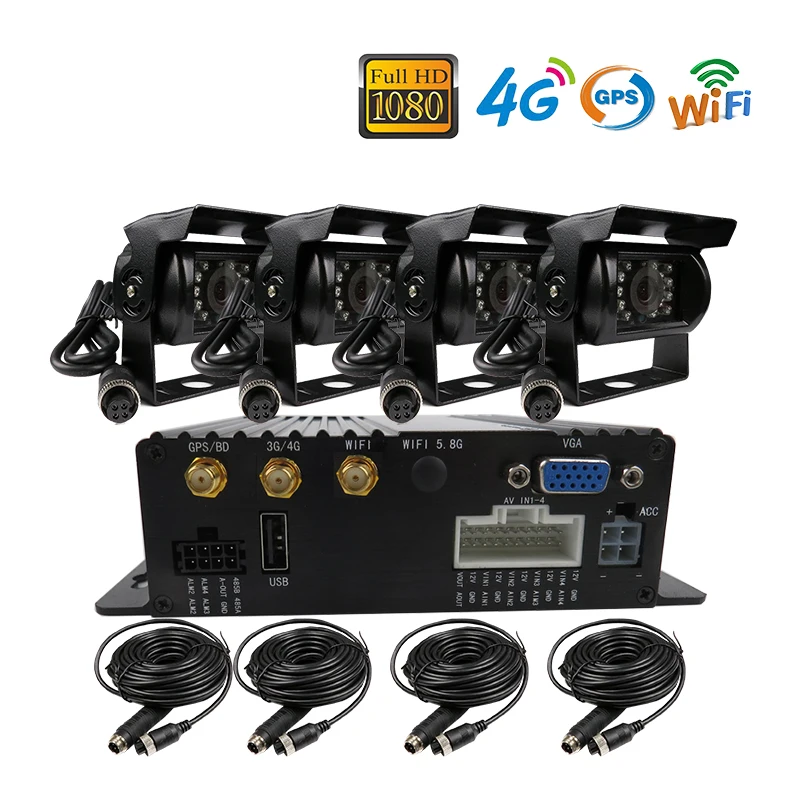 Free Shipping 4CH GPS 4G WIFI 1080P AHD 256GB SD font b Car b font DVR