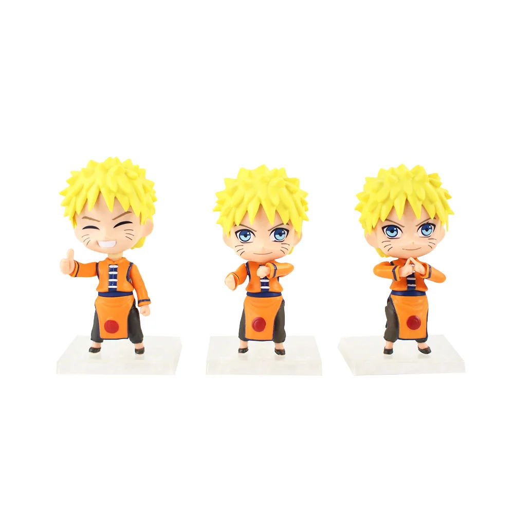 Экшн фигурка Наруто 3 шт./компл. экшн Q Edition Shippuden Uchiha Sasuke Uzumaki Kakashi Sakura аниме Детские